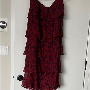 Ganni Burgundy Floral Maxi Skirt